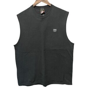 Blank faded black gray vintage 90s USA Olympics sleeveless tank top muscle shirt